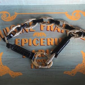 Brighton silver and black leather belt.